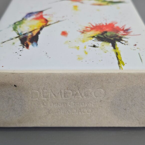 Dean Crouser Hummingbird Art Ceramic 6" Tall Colorful Floral Design watercolor - Picture 5 of 5